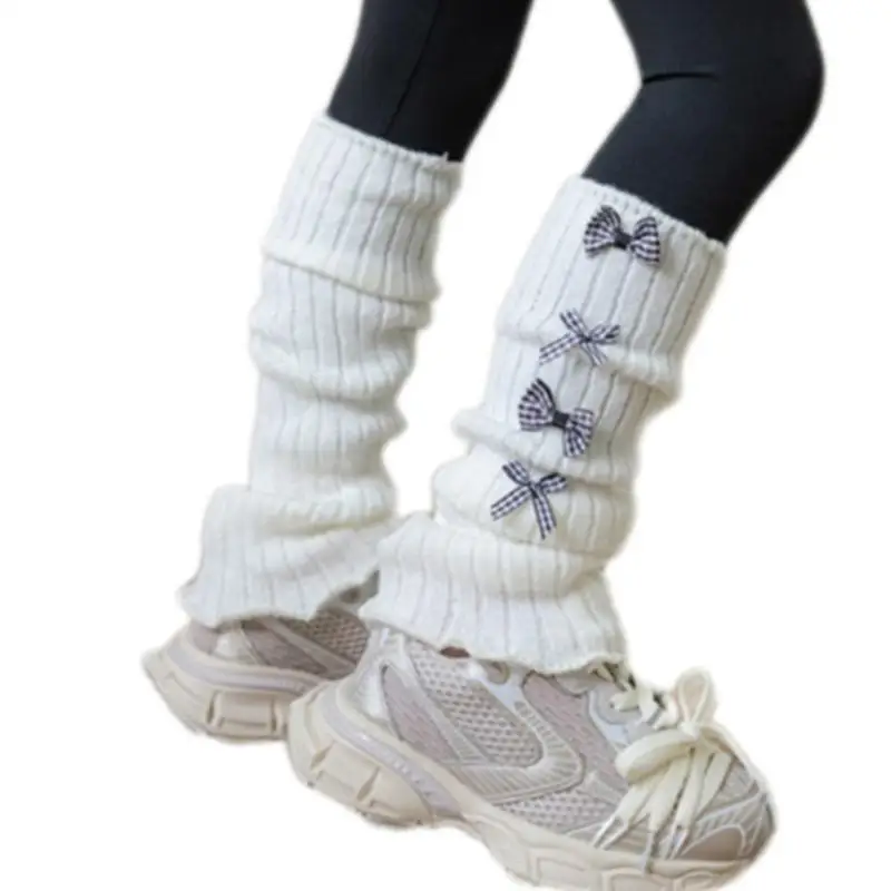U13F المألوف الحلو جورب الأكمام طول الركبة تدفئة الساق مع Bowknot الديكورات الاطفال جوارب أنبوبية طويلة للنشاط المدرسي #3