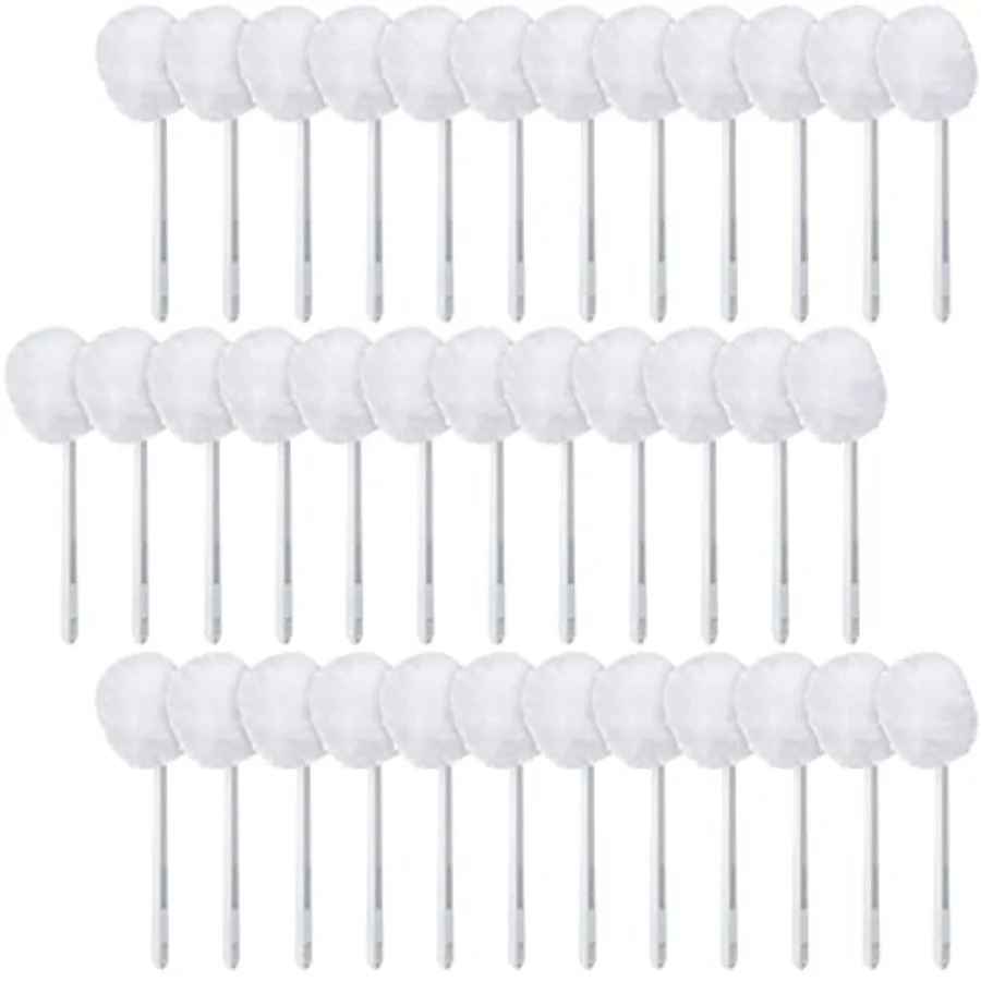 

50 Pcs Toilet Bowl Brush Soft Swab Toilet Bowl Bulk White Reusable Long Plastic Handled Cleaners Scrubber Mop with Silk Cotton
