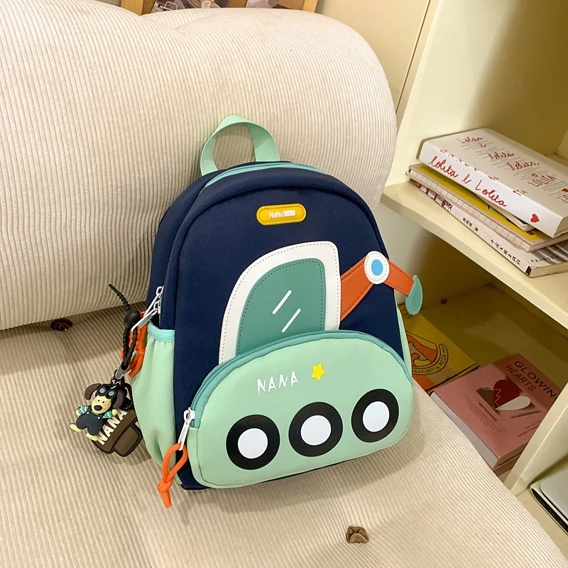 Kindergarten Cartoon Digging Machine Pattern Backpack Boys Girls Trend Kids Backpack Lightweight Adjustable Cute Backpacks
