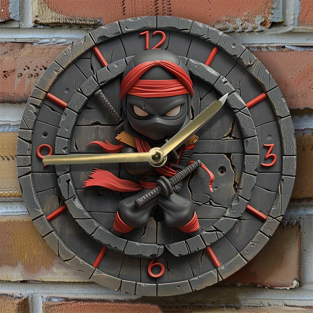 

Silent Aluminum Wall Clock with Ninja Design - Perfect for Office Decor & Graduation Gifts Wall Clock Modern Design