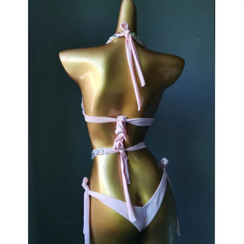 القطب الرقص بيكيني زي مع أحجار الراين الزي الساخن السراويل الصدرية مجموعة لملهى ليلي بار عرض الحفلات نموذج المنصة المرحلة ارتداء #6