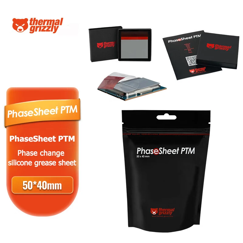 Thermal Grizzly PhaseSheet PTM Thermal Silicone Pad 50x40mm CPU Thermal Grease Phase Change Silicone Grease sheet