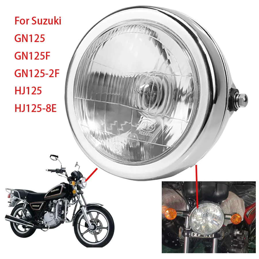 B111 Universal Motorcycle Retro Silver Shell Front Lamp Head Light for Suzuki Haojue Lifan125 GN125 GN-125H GN125F