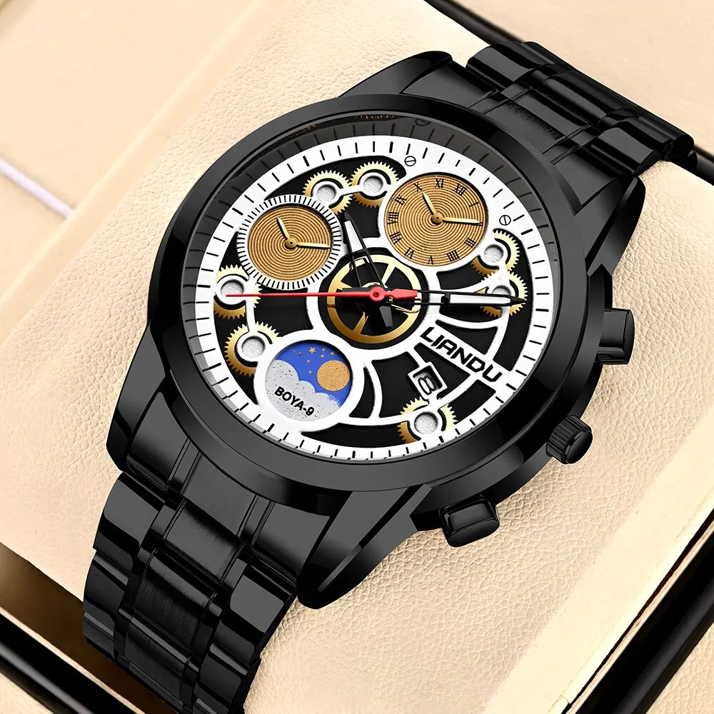 Top Brand Luxury Fashion Watch Men Mechanical Dial Clock Sport Watches Mens Quartz Wristwatch Relogio Masculino