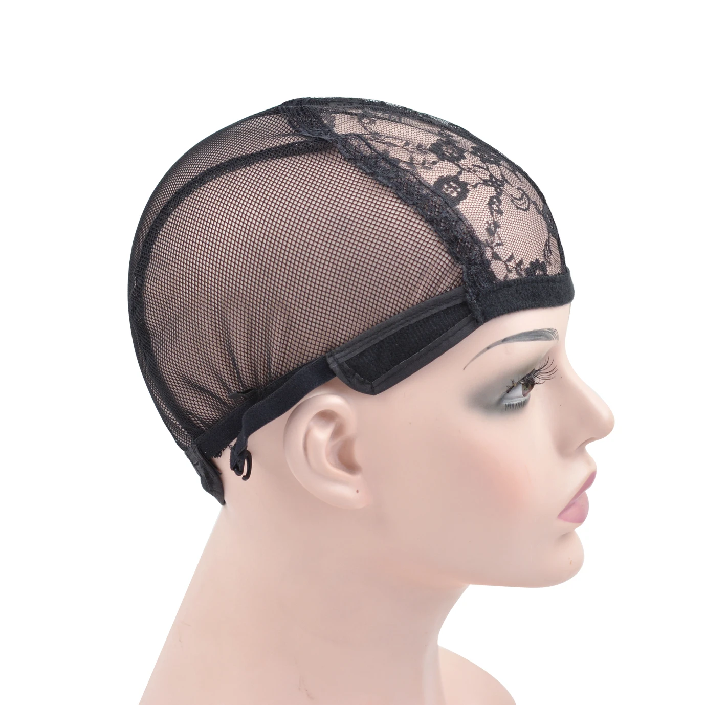 4pcs Black Lace Wig Caps for Wig Making Wigs Hair Net for Women with Adjustable Straps to Hold Wigs in Place