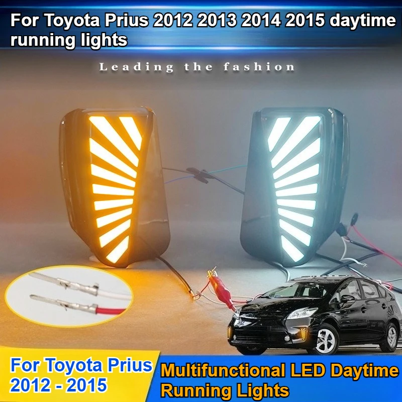 

For Toyota Prius 2012 2013 2014 2015 Led Daytime Running Light Front Fog Lamp Flowing Turn Signal Light