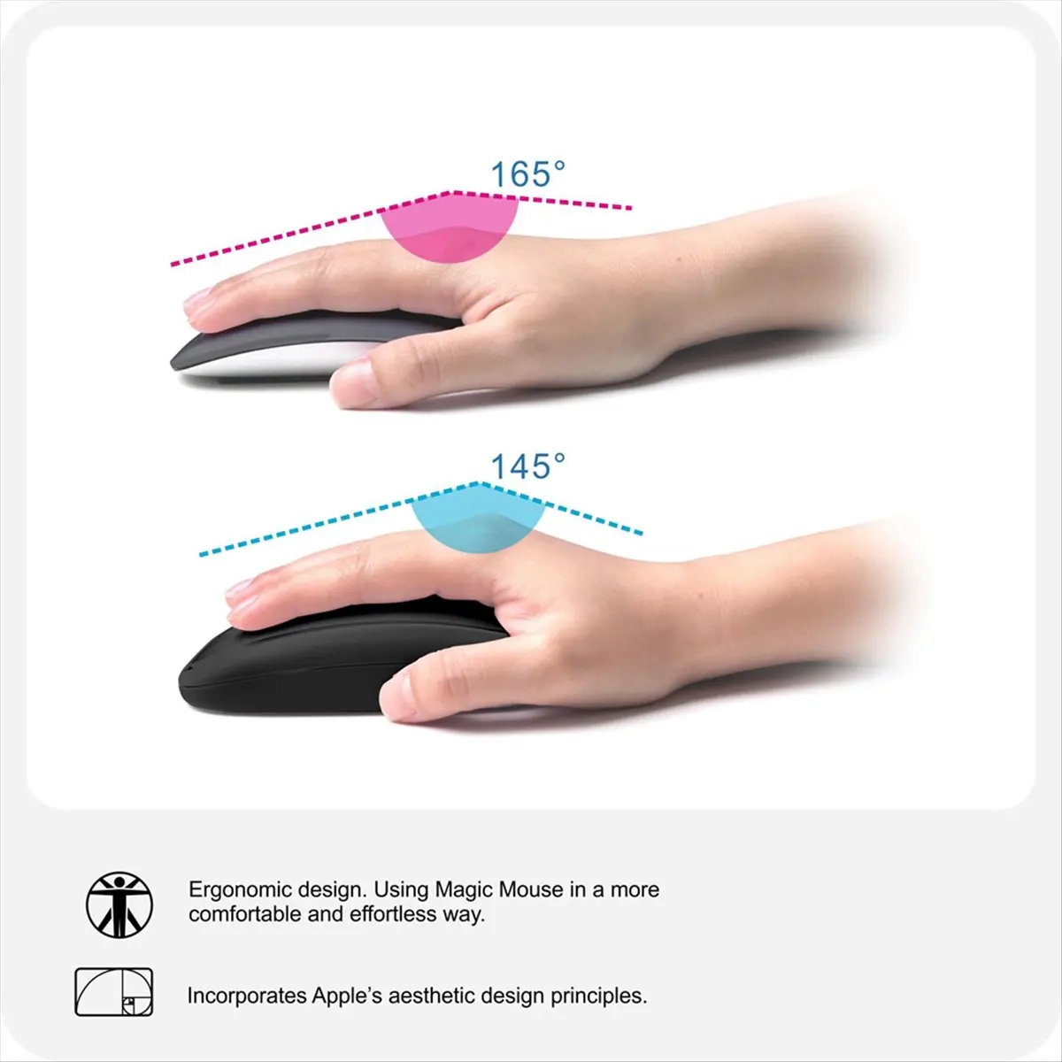 Mouse Charger for Magic Mouse 2 USB C Wireless Charging Support Ergonomic Grip&Mouse Base for Magic Mouse 2 Black