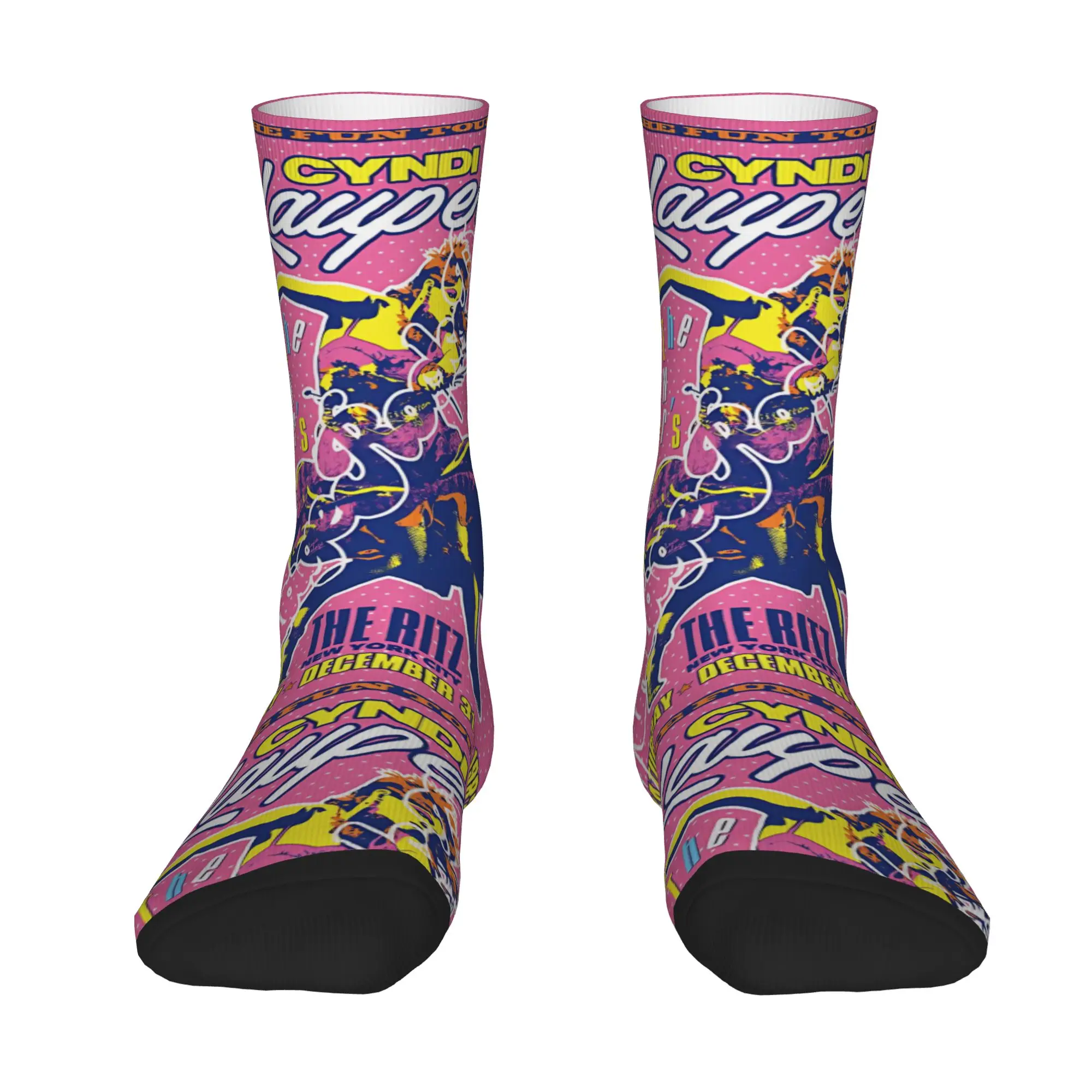 1 Pair Funny Crazy Sock for Men The Four Octave Force Hip Hop Harajuku C-Cyndi L-Lauper Pattern Printed Sock Casual