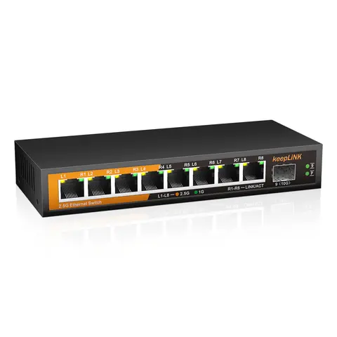 KeepLiNK 9-Port Multi-Gig Unmanaged Ethernet Network with 8-2.5Gb Port and 1-10Gb SFP+ For Uplink