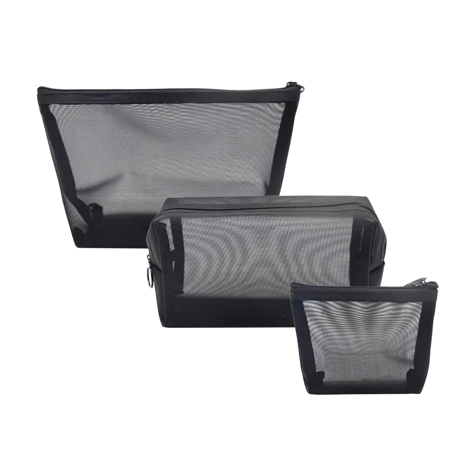 3Pcs Mesh Travel Makeup Bags Toiletry Bag for Hair Accessories Cosmetics image 2