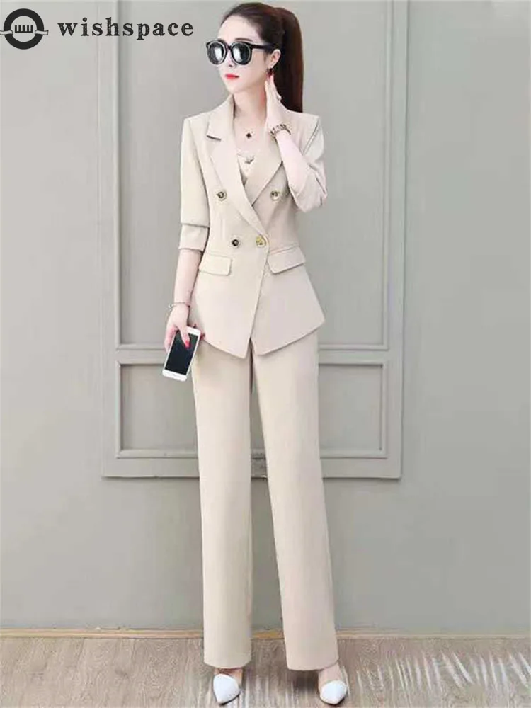 New Temperament Suit Fashion Suits in The Spring of 2022 The Female Women Brim Two-piece Pant Style Pant Closure Type Waist Age