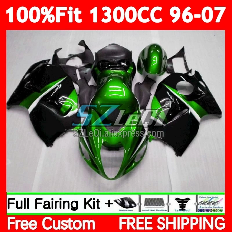 Injection For SUZUKI Hayabusa Green black GSXR 1300 CC GSXR-1300 86No.006 GSXR1300 96 97 98 99 00 01 02 03 04 05 06 07 Fairings