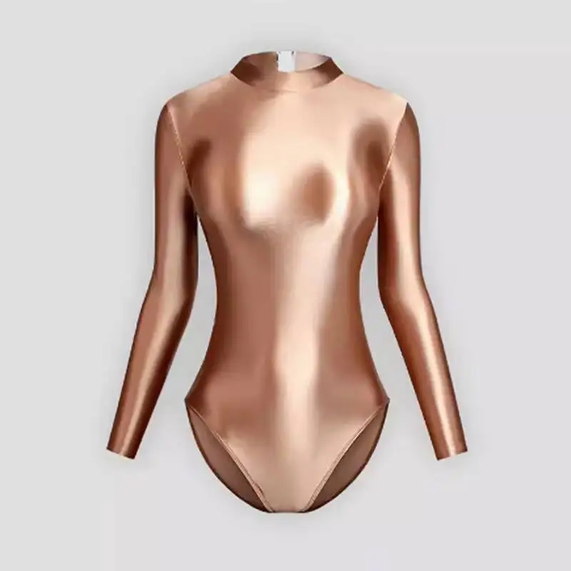 Body sportivo da palestra a maniche lunghe con cerniera, aderente, taglie forti, tuta sportiva da donna