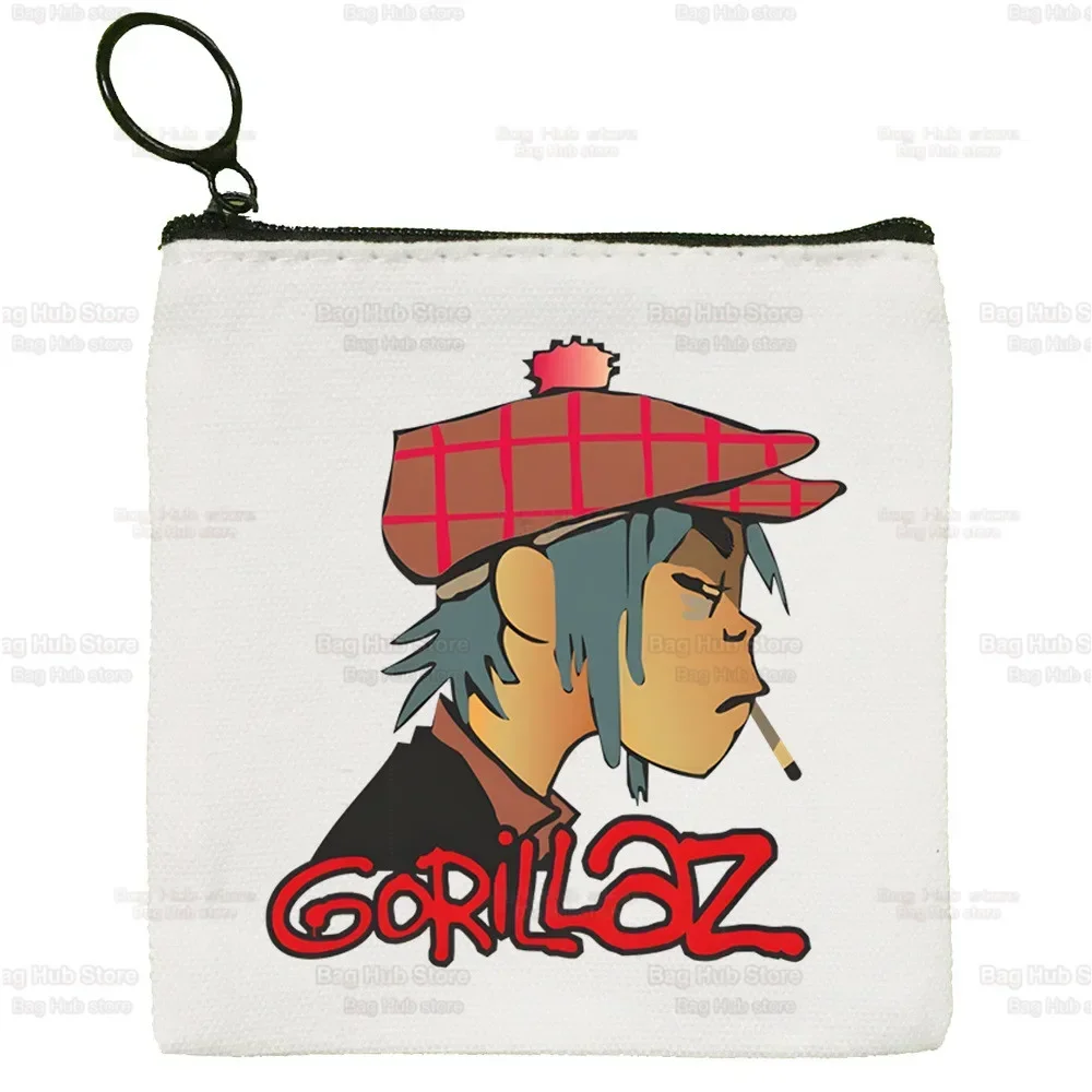 Gorillaz 모던 동전 지갑, 빈티지 미니 지갑, 변경 파우치, 음악 밴드, 만화 키 카드 보관 카드 가방, 지퍼