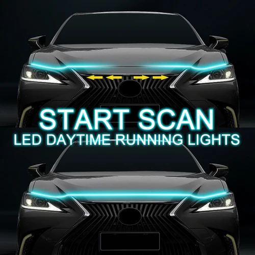 Imagen 2 del producto Luz LED de conducción diurna para coche, 12V, 1,5 m/1,8 m/2m/2,2 m/2,4 m, escaneo de arranque, tira de luces para capó de coche, impermeable, decorativa para coche, Lam de neón