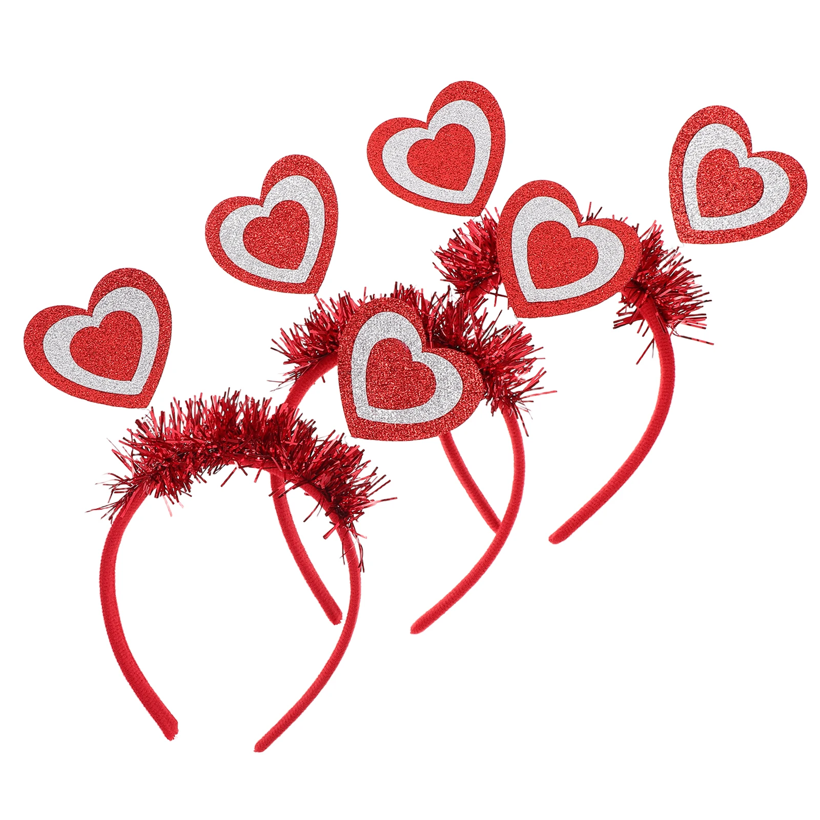 

3pcs Valentine's Day Heart Shaped Headbands Romantic Accessories Comfortable Lightweight Festive Headdress for Party
