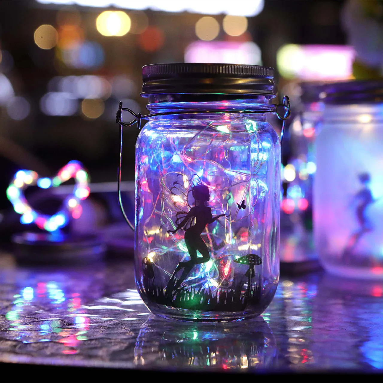 1pc Solar Fairy Lantern Outdoor Hanging Frosted Glass Mason Jar Fairy Lights Solar Garden lights Waterproof LED Solar Light