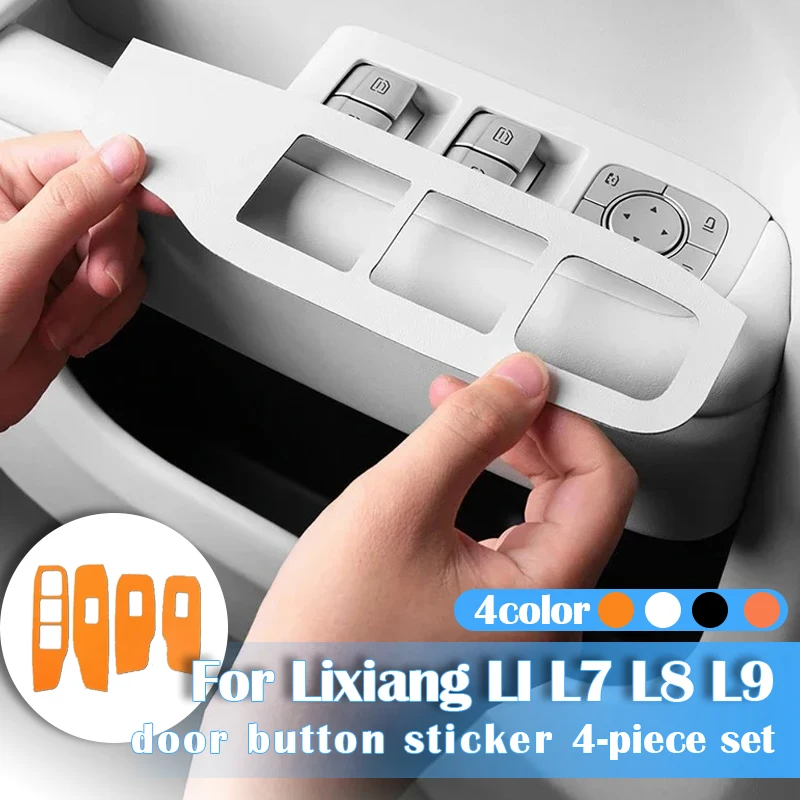 

For Leading Ideal Li L7 L8 L9 4pcs Car Interior Suede Leather Window Control Lift Panel Sticker Trim for LiXiang Accessories