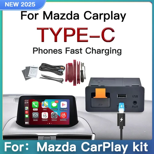 P2.1 tipo C CarPlay Android Auto adaptador UBS Hub OEM para reequipamiento Mazda 2 3 6 CX3 CX5 CX8 CX9 MX5 Demio Miata TK78669U0C Kit