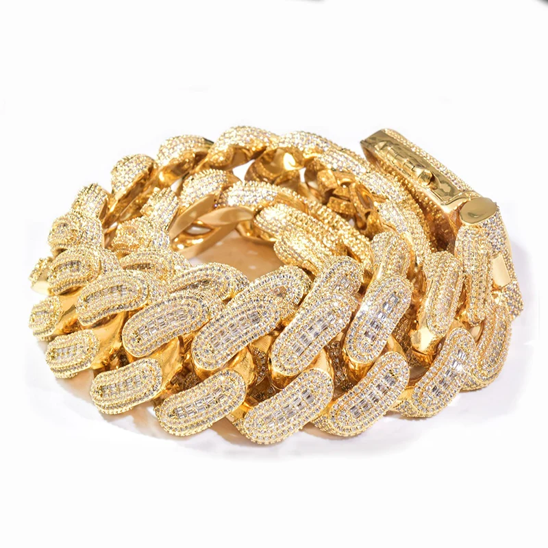 

Hip Hop 5A+ CZ Stone Bling Ice Out 28mm wide Big Heavy Cuban Miami Link Chain Necklaces for Men Rapper Jewelry Gold Silver Color