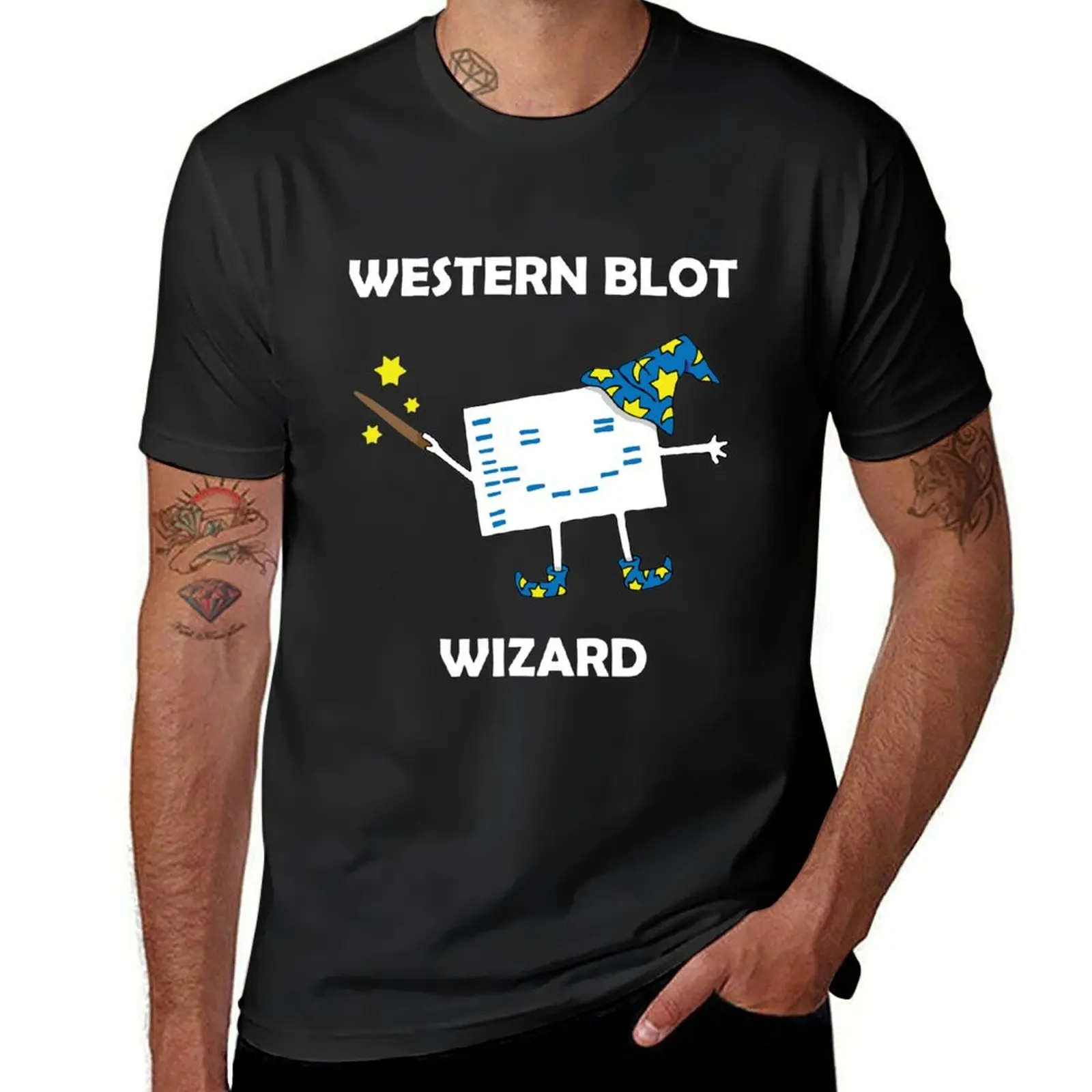 Western Blot Wizard, he loves Cell Biology! T-Shirt customs Short sleeve tee mens vintage t shirts