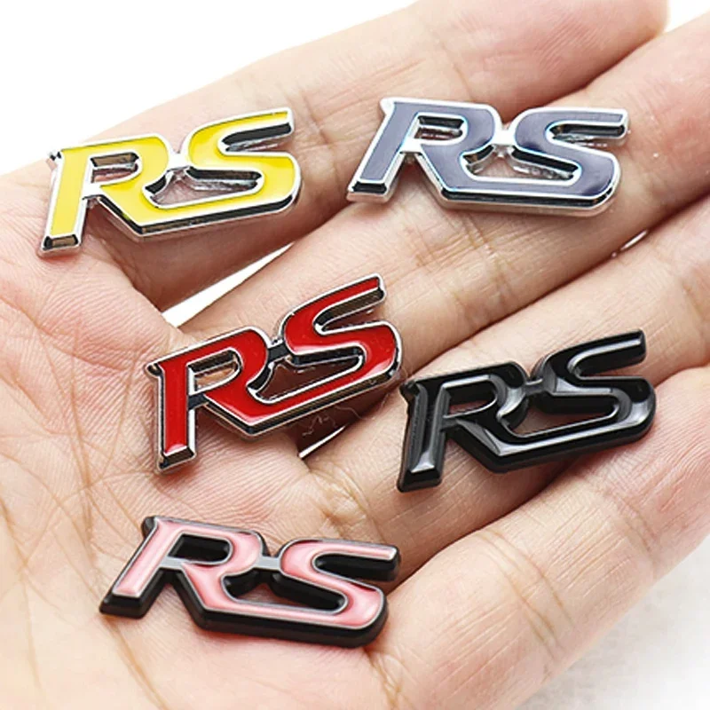 1pcs 3D letter Metal Red Blue ST RS logo Sticker Car Emblem Badge Chrome Sticker Auto Car Styling Accessories