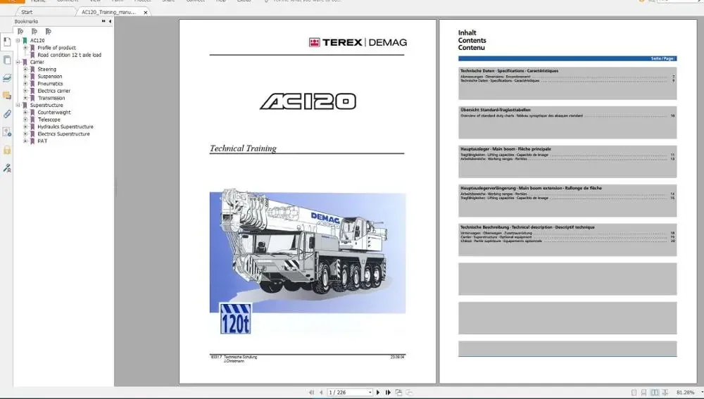 AutoCD Terex Demag Mobile & Crawler Crane Part Manual, Operator & Maintenance Manual, Service Manual DVD