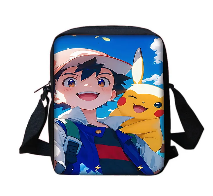 Cute Cartoon Pikachus Impresso Shoulder Messenger Bag, bolsa casual infantil, bolsa de telefone, bolsa de compras para homens e mulheres, meninos e meninas