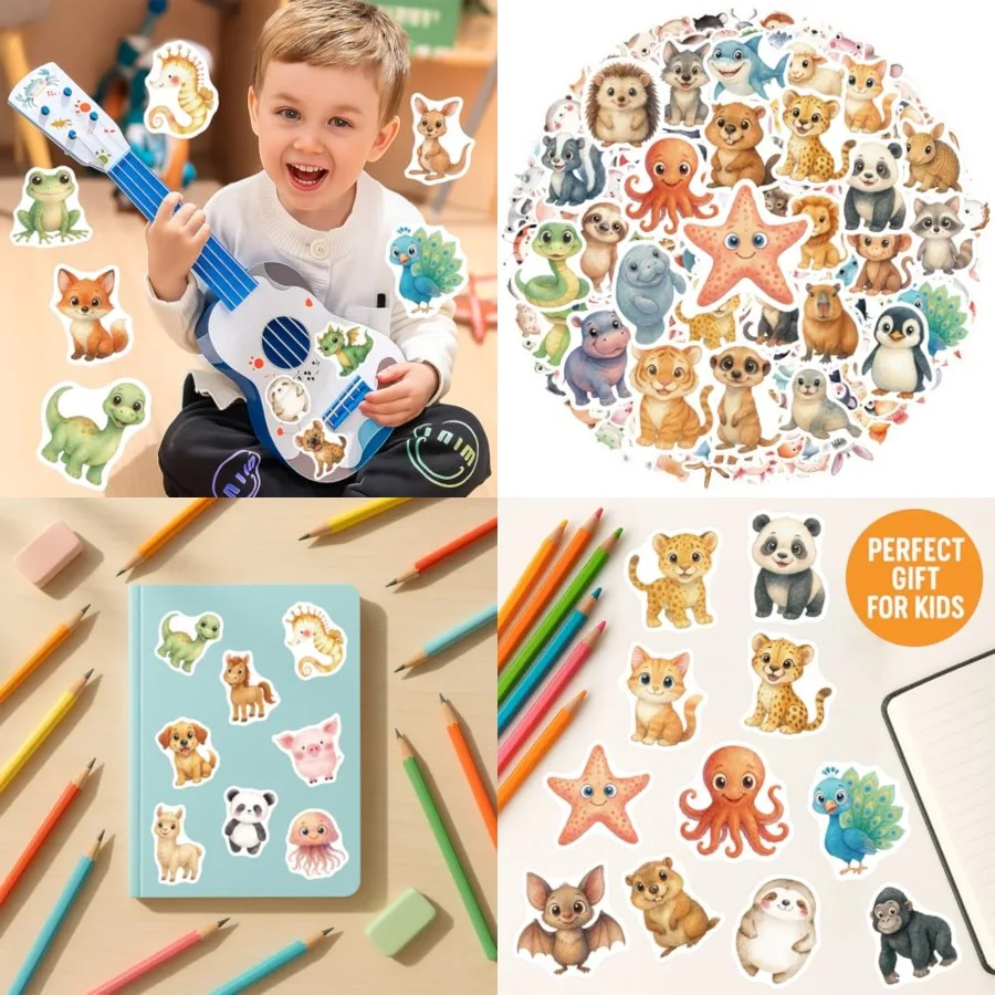 

300 Pcs Cute Animal Stickers for Water Bottle Teaching Reward Laptop Phone Case Scraobooking Kindle Suitcase Stationery Diary N
