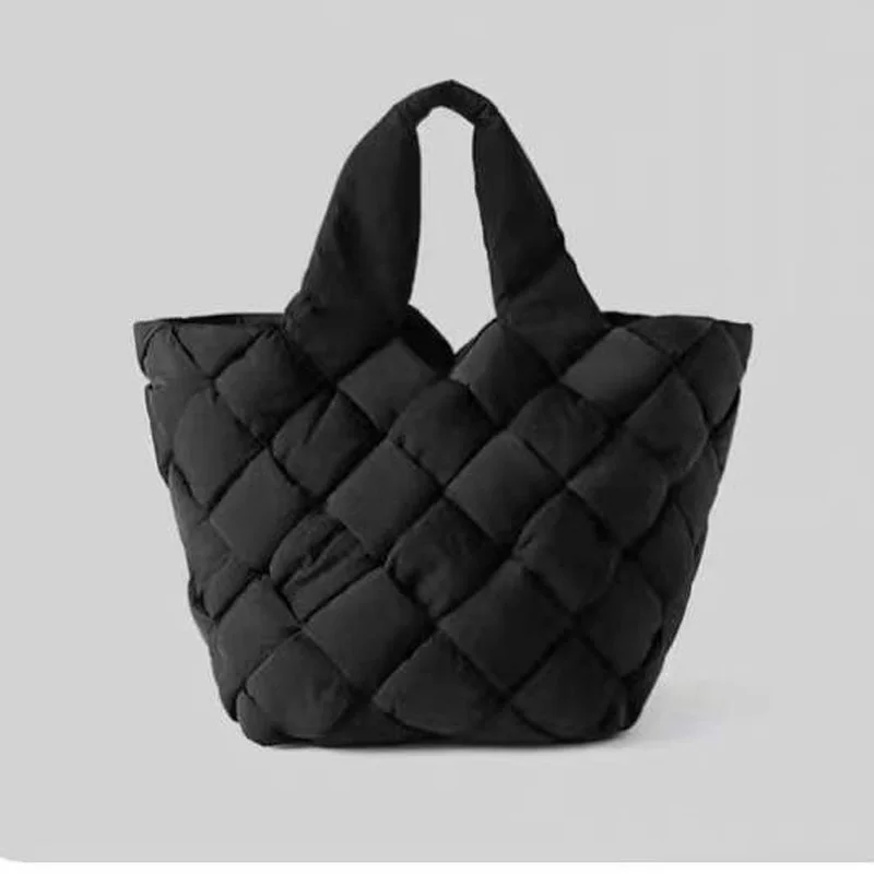 Women Handbag 2022winter New Style Down Cotton Padded Diamond Lattice Female Casual Large Shopping Tote Purse Bag Designer Bag