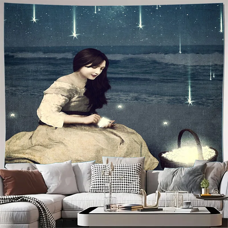 

Винтажный гобелен, настенный эстетический декор комнаты, Cottagecore, природа, сцена, средневековое искусство, домашний текстиль, настенное искусство, подарок