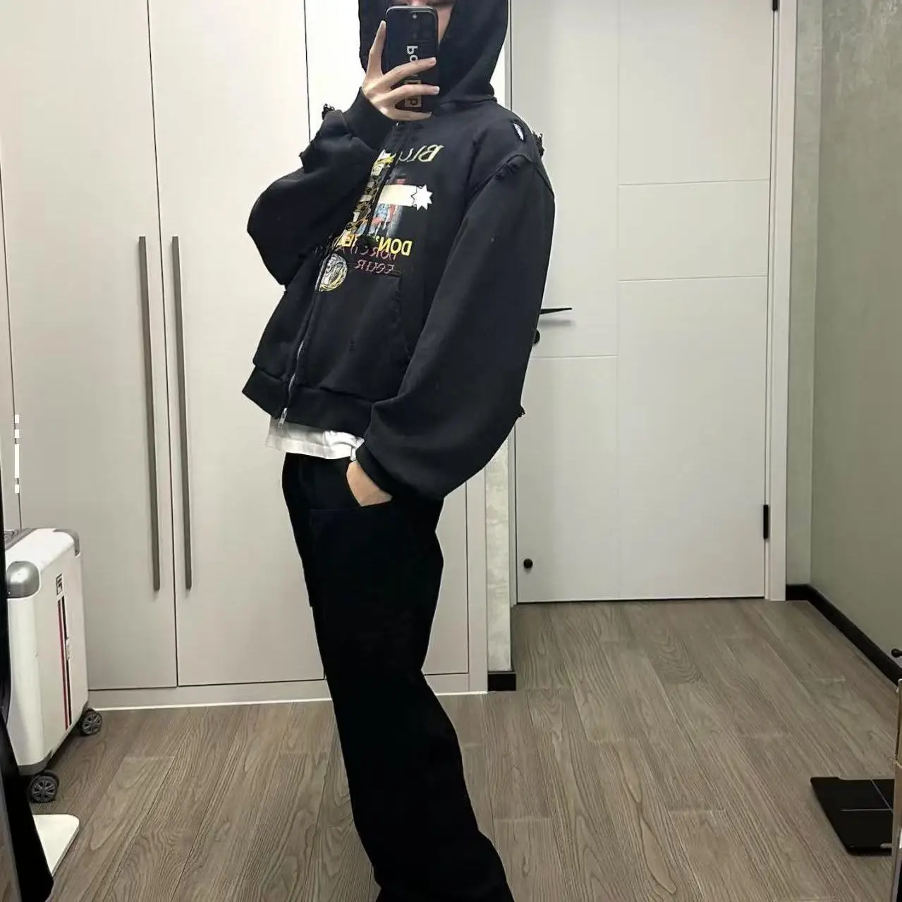 

Ailz Project 25ss American Sle Тяжелая толстовка на молнии Jaet Мужская повседневная длинная хлопковая толстовка с застежкой-молнией