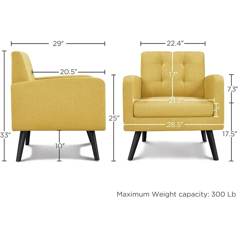 for  Chair Set of 2, Button Tufted Back and Wood Legs, Mid-Century Accent Armchair, Modern Upholstered Living Room Chair