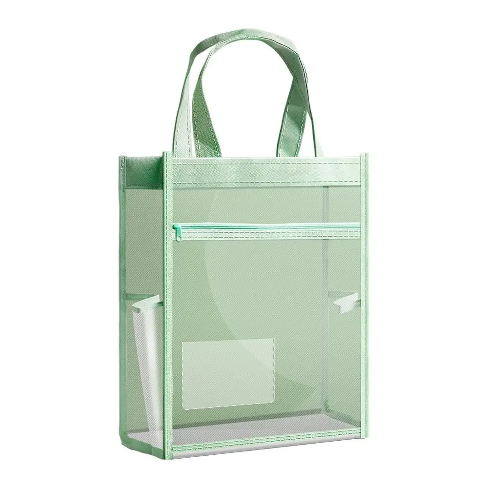 حقيبة تعليمية شفافة متينة، طبقات مزدوجة، حقيبة يد شبكية ذات سعة كبيرة، منظم كتب شبكية، حقيبة مكتب المدرسة