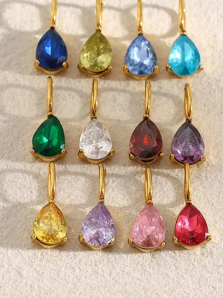 MamacitaSlay 316L acier inoxydable Zircon pierre de naissance de décembre breloques boucles d'oreilles colliers Bracelets bricolage pendentif bijoux imperméables