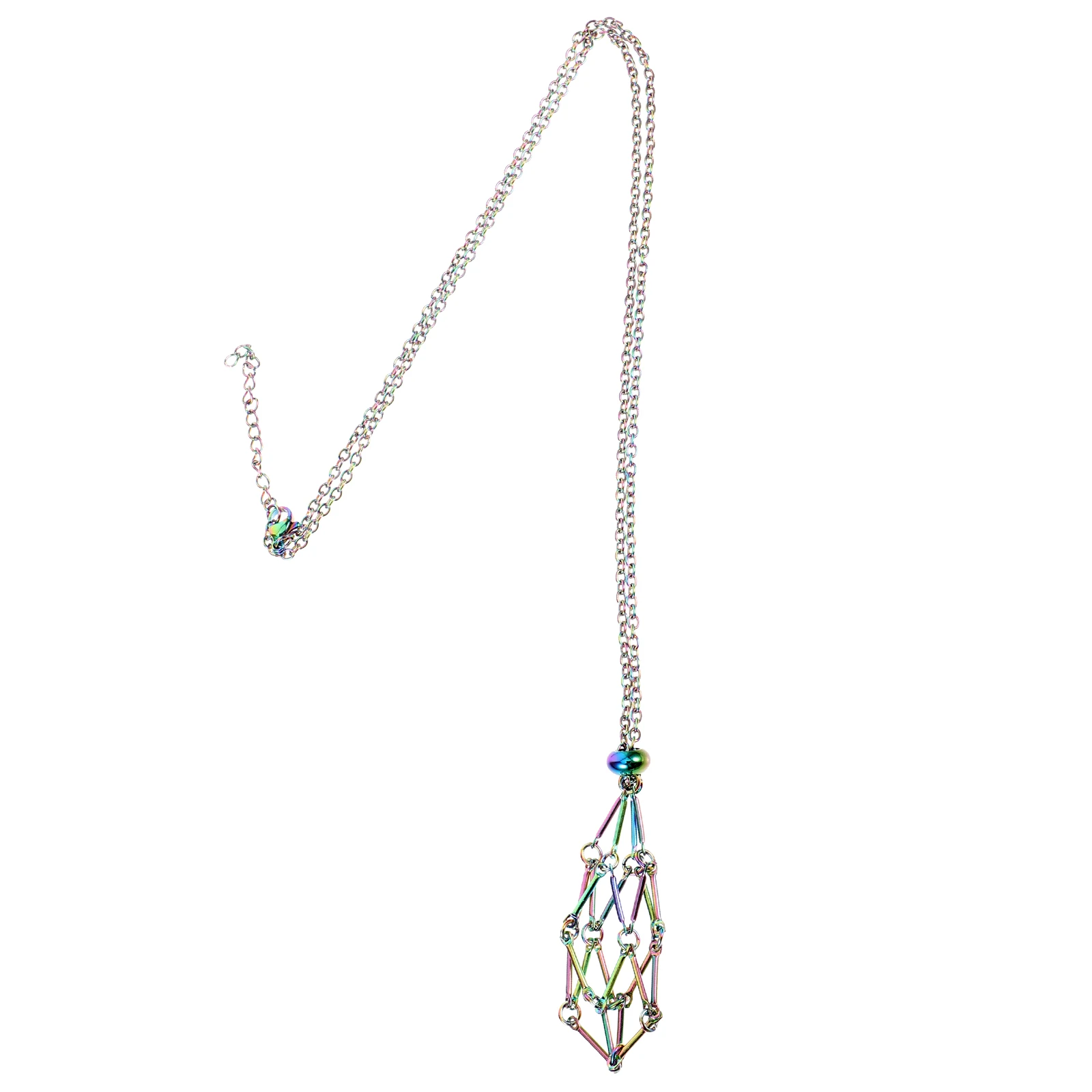 

Crystal Pendant Necklace Holder Metal Cage Replacement Stone Black Weave Choker DIY Crystal Necklaces Accessories