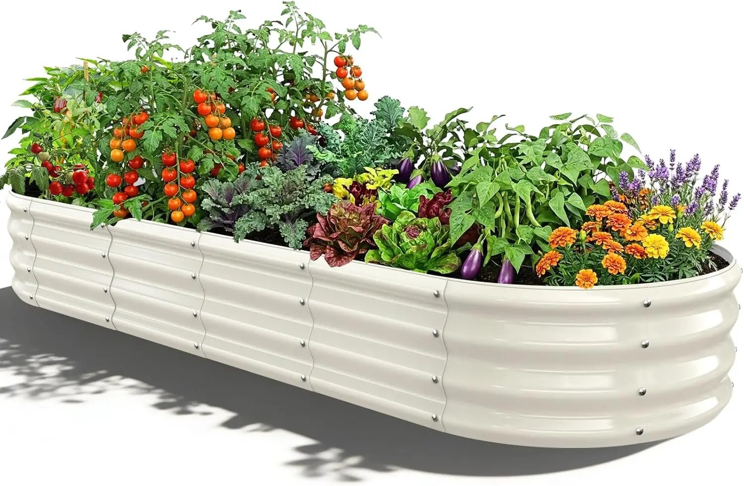 

Oval Raised Garden Bed, 6 x 2 x 1FT, Galvanized Steel Planter Box with Wave-Shaped Metal Panels Painted for Outdoor Flow