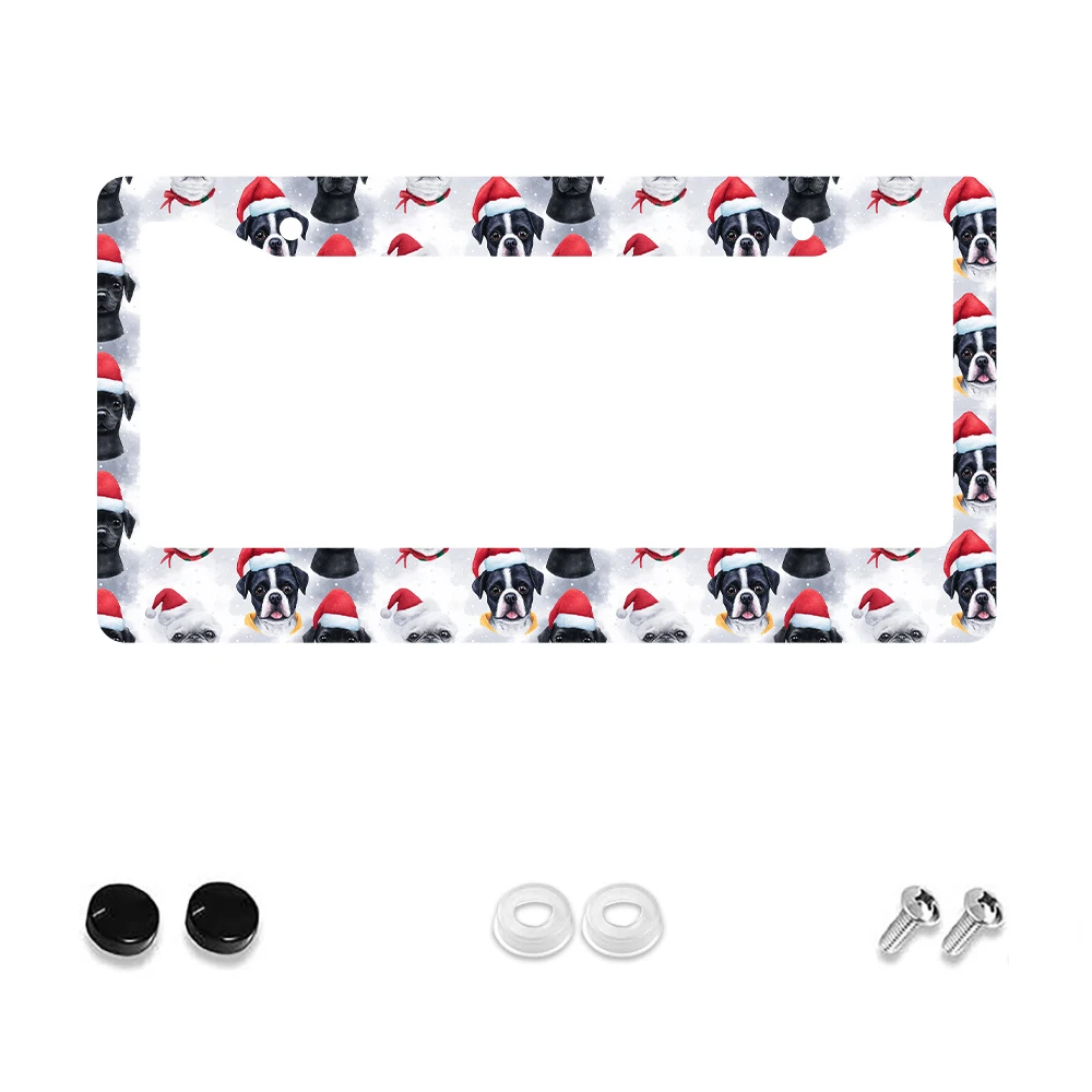 

1 шт., рамка номерного знака с рождественским рисунком собаки, 2 отверстия, красный и белый цвет, алюминиевый материал, 6x12 дюймов, с комплектом винтов, ретро