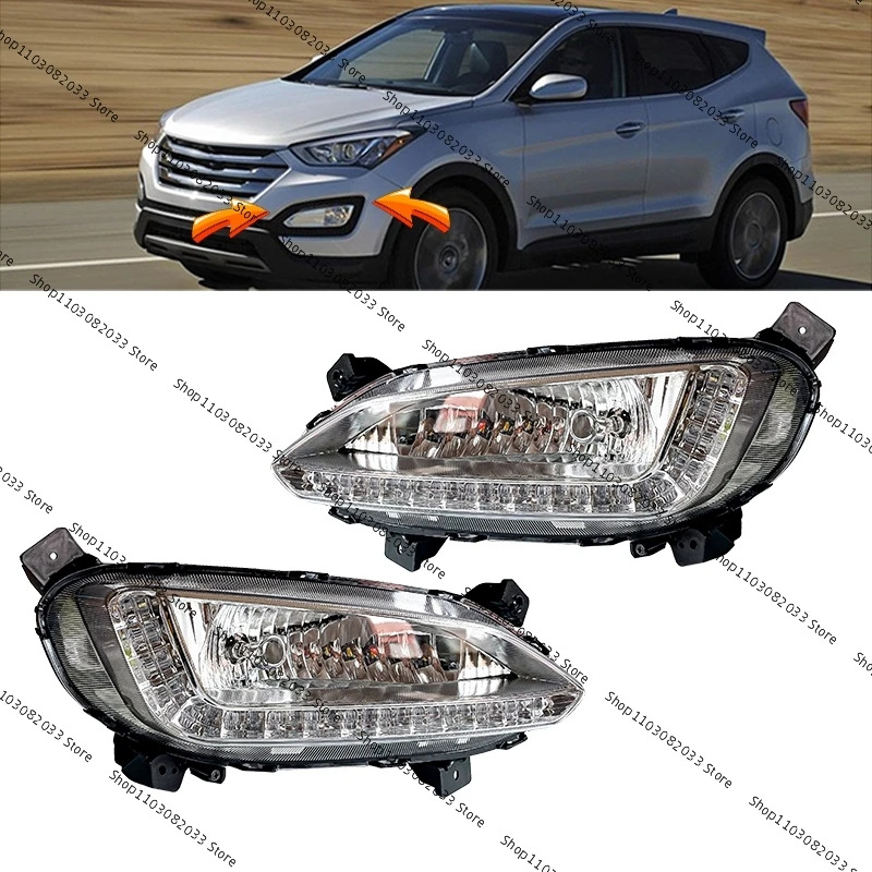 Luz de nevoeiro dianteiro para Hyundai Santa Fe, Maxcruz 2013, 2014, 2015, 2016, lâmpada de nevoeiro, DRL, farol diurno