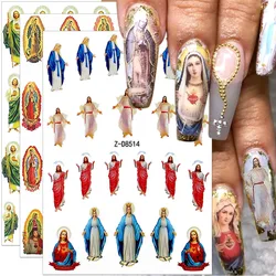 1Pcs Bronzing Virgin Mary Nail Stickers 3D San Judas Tadeo Nail Art Stickers Jesus Nail Decals San Judas Sticker Nail Supplies