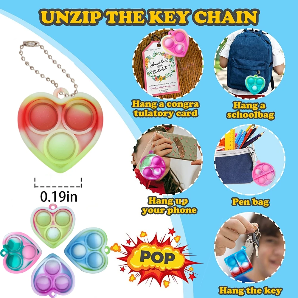 Kit de Mini juguetes Pop para niños y adultos, llavero para aliviar el estrés, recuerdos de fiesta, escritorio de oficina, 12/24/48 piezas