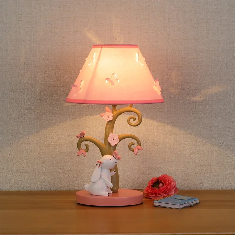 

Kids Pink Table Lamps Rabbit Desk Lamp Modern Led Stand Light Fixtures Living Room Children Bedroom Bedside Lighting Home Decor