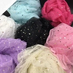 Sequined Moon Star Tulle Fabric By The Meter for Curtains Hanfu Dresses Sewing Plain Soft Wedding Textile Breathable Drape White