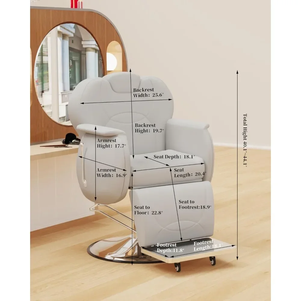 Barber Chair Reclining Chairs with Comfortable Seat Cushion  All-Purpose Hair Chairs with Removable Headrest Salon Chair