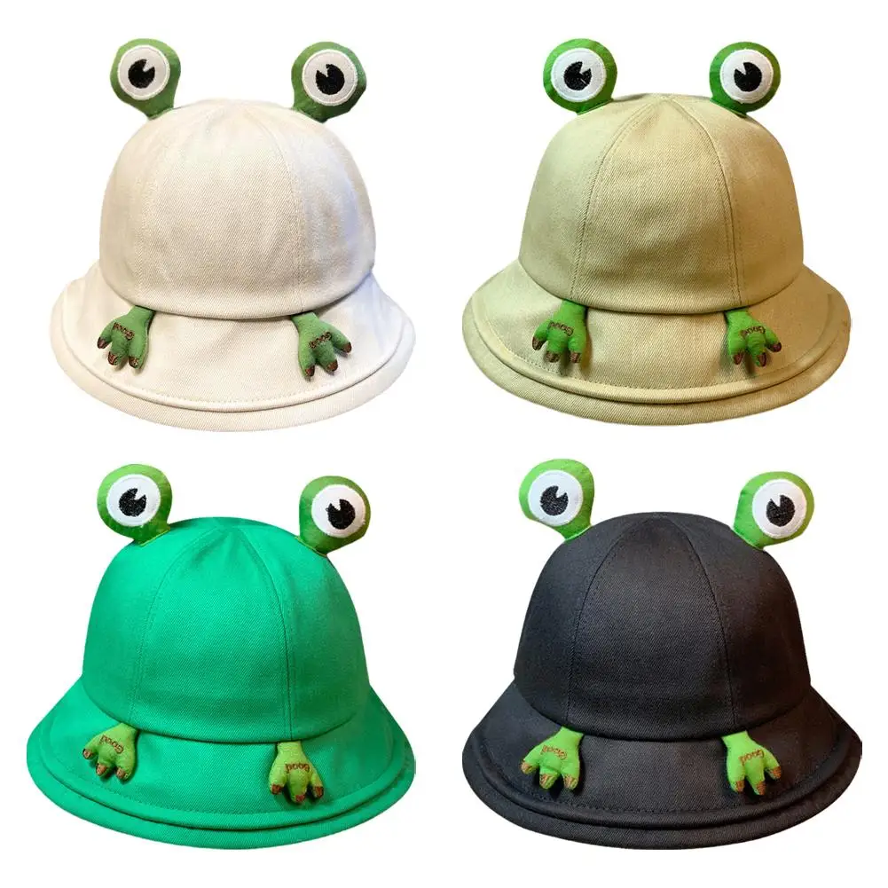 2023 New Parent-Child Frog Bucket Hats With Eyes Summer Foldable Lightweight Sun Hat Fishing Caps For Women Teens Adult Kids