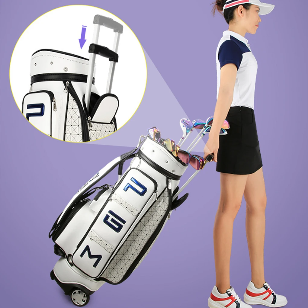 Golf Pouch Bags With Side Handle And Easy-to-Drag Pull Rod Durable Strong Base Golf Caddies Bags