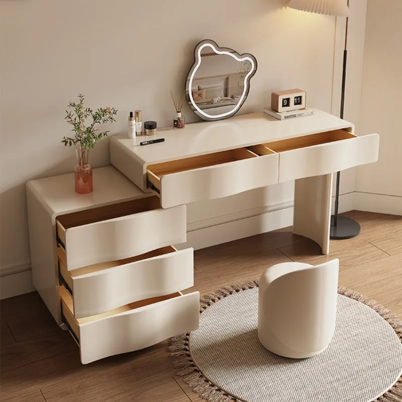 Bedroom Items Luxury Nordic Dressing Table Storage Organizer Dressers Makeup Modern White Desk Vanity Light Mirror Furniture Set