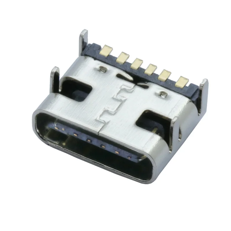 10pcs/lot USB Type C 6 Pin SMT Socket Connector USB 3.1 Type-C Female Placement SMD DIP for PCB design DIY high current charging