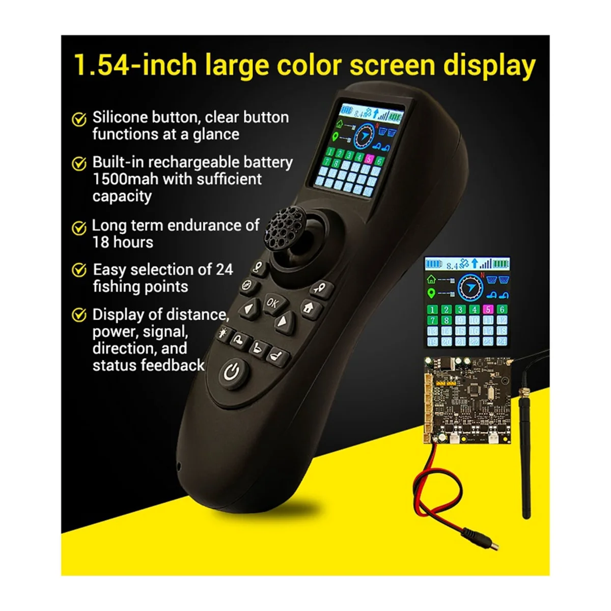 

TXG4 1.54Inch Colored Screen Display Single-Hand Remote Controller 6-12V Receiver Board GPS Control for RC Bait Boat HOT