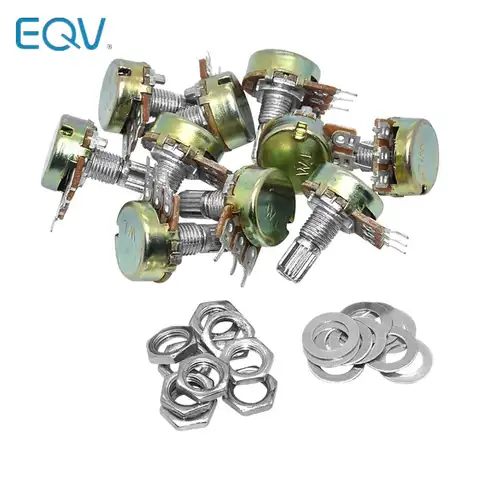 10PCS Linear Potentiometer B1K B2K B5K B10K B20K B50K B100K B250K B500K B1M 15mm Shaft EQV